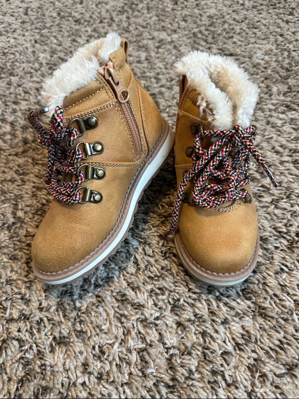 Cat & Jack Tan Faux-Fur Lined Kids Boots